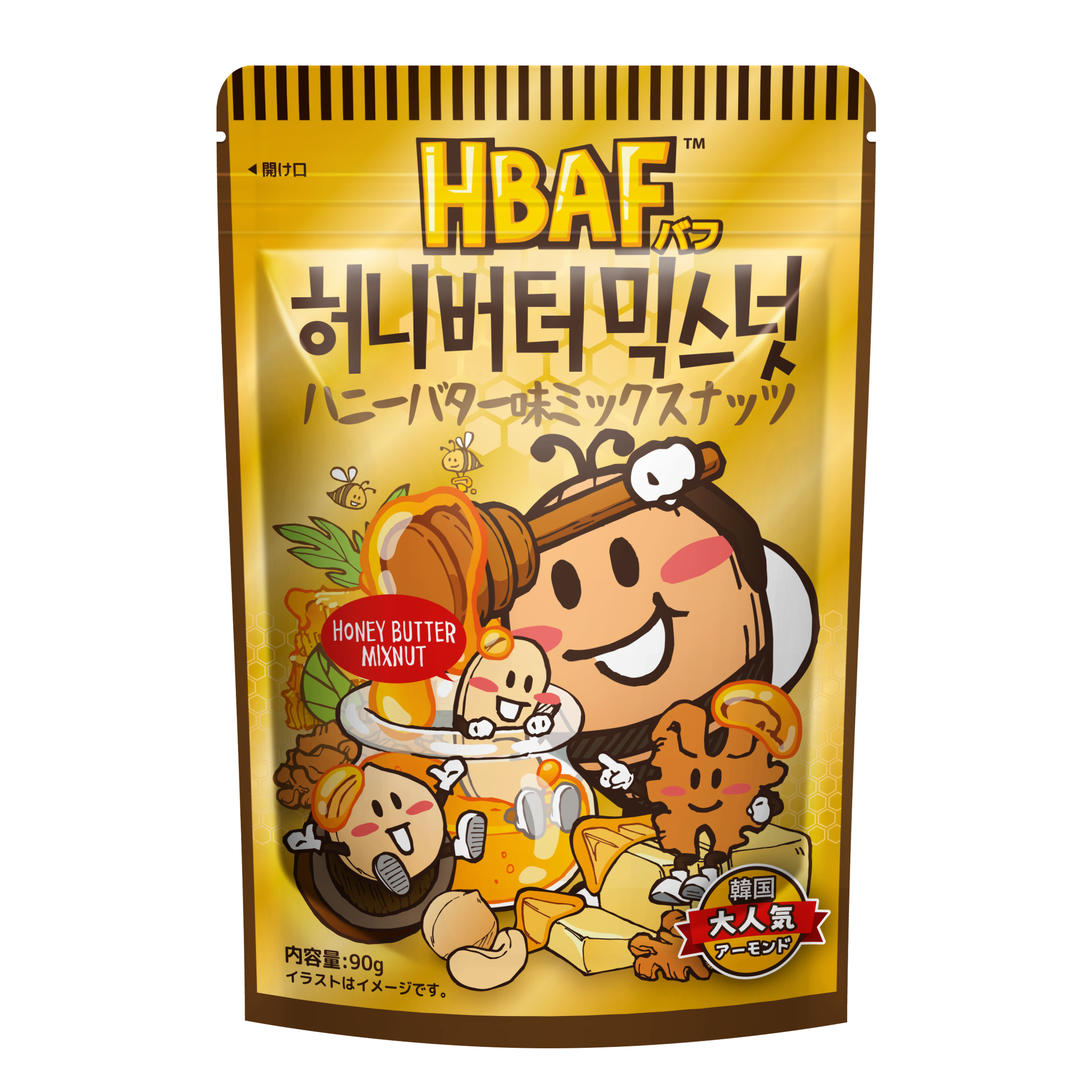 HBAF ハニーバター味ミックスナッツ 90g
